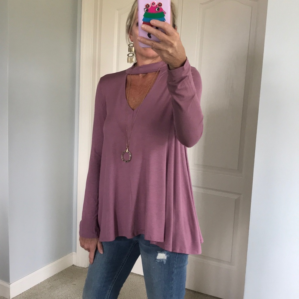 Mauve Color Long Sleeve Tunic Top - Picture 5 of 7
